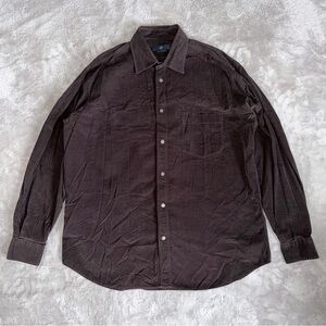 Z Zegna Sport Pinwale Corduroy Snap Button Shirt Men’s XL In Brown